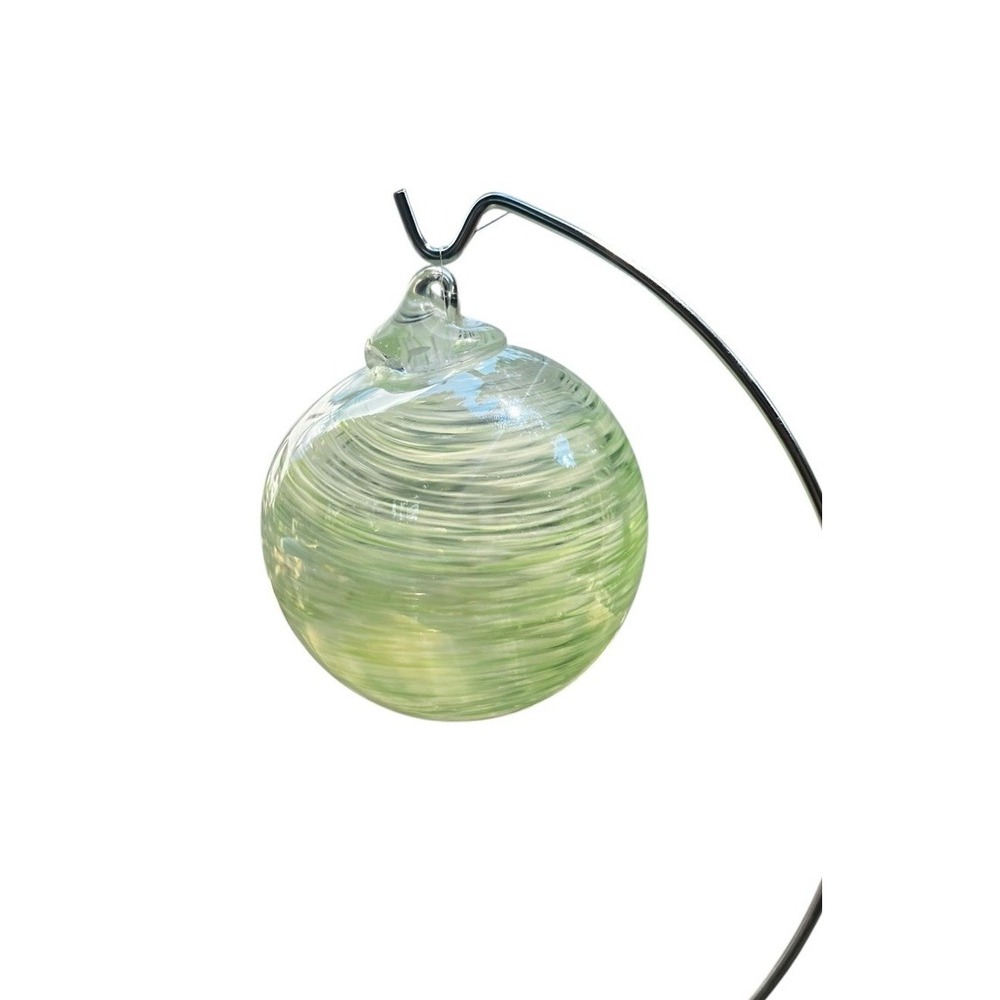 Hand blown Green Iridescent Glass‎ Ball Ornament Glass Eye Studio